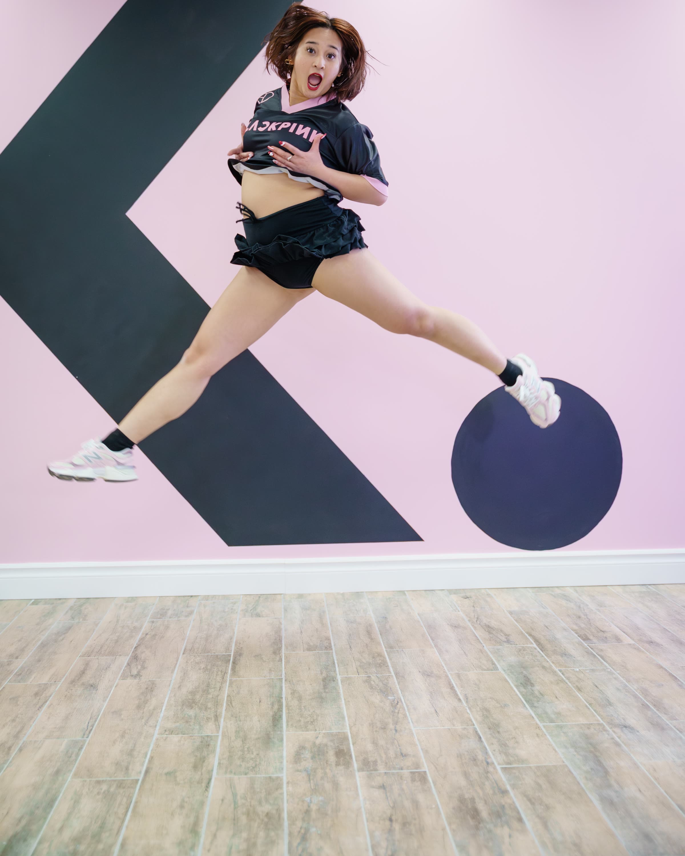 Kezea Shayne jumping at Kollective Khaos Dance